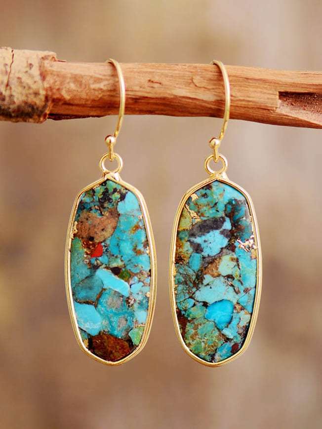 Dhungal Turquoise Drop Earrings - gold-CALLISTARI