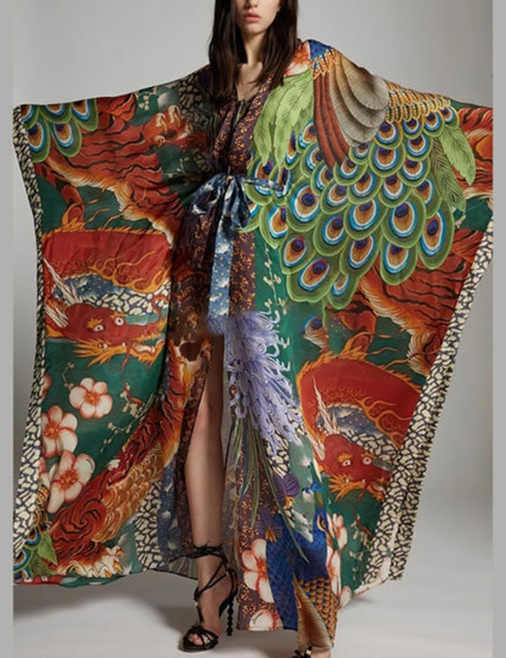 Phoenix Printed With Belt Kimono-CALLISTARI