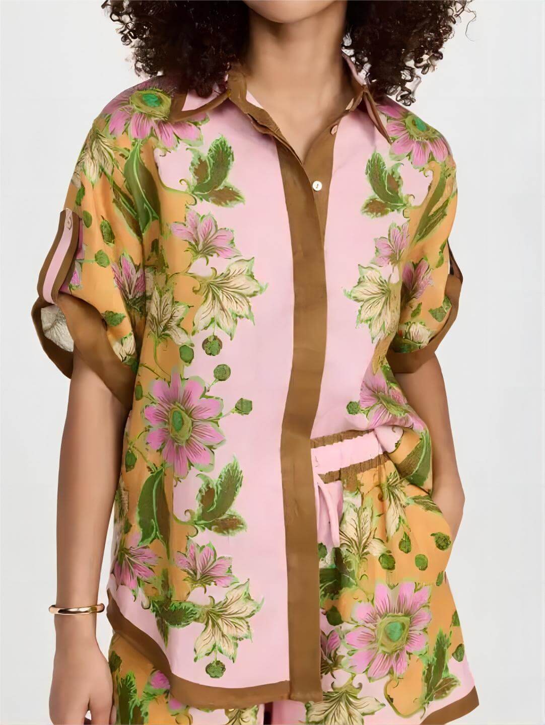 Retro Floral Loose Shorts Set-CALLISTARI