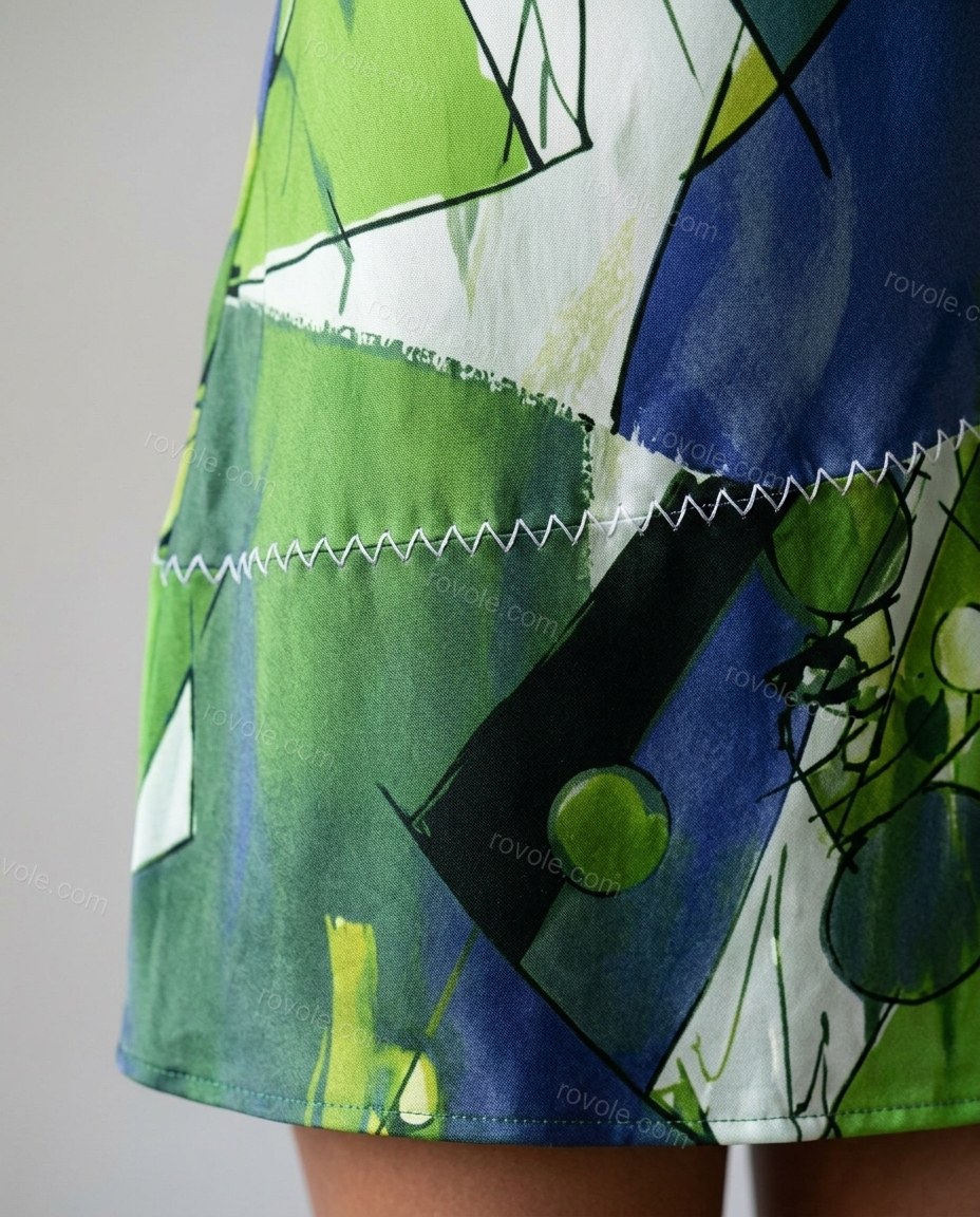 Green Abstract Mini Open-Back Dress, close-up of abstract, by rovole.com