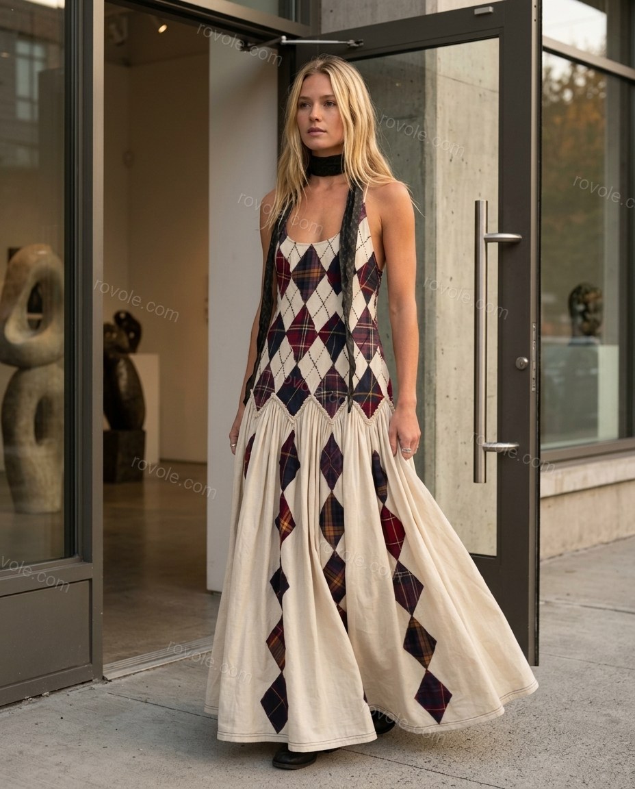 Cream Maxi Open-Back Dress, alternate use-case lifestyle view, by rovole.com