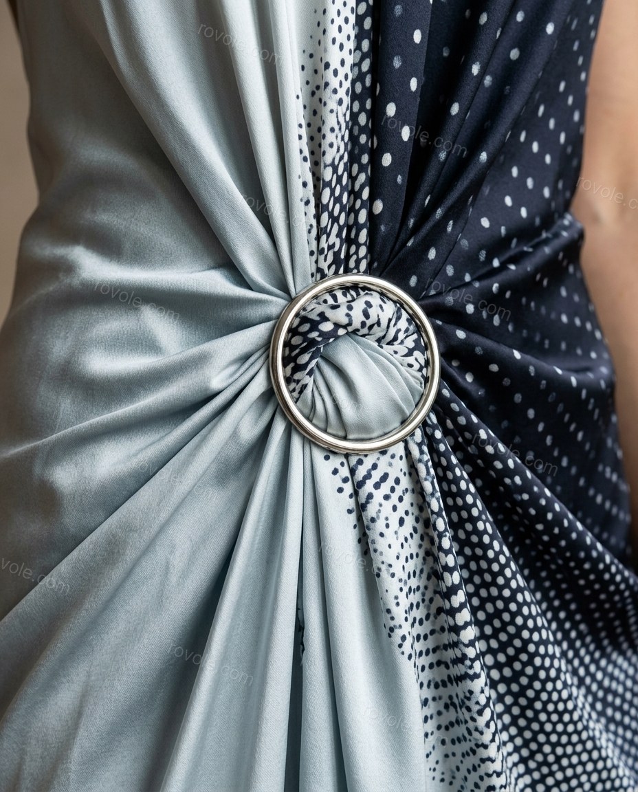 Light Blue-grey Abstract Maxi Halter Dress, close-up of abstract, by rovole.com