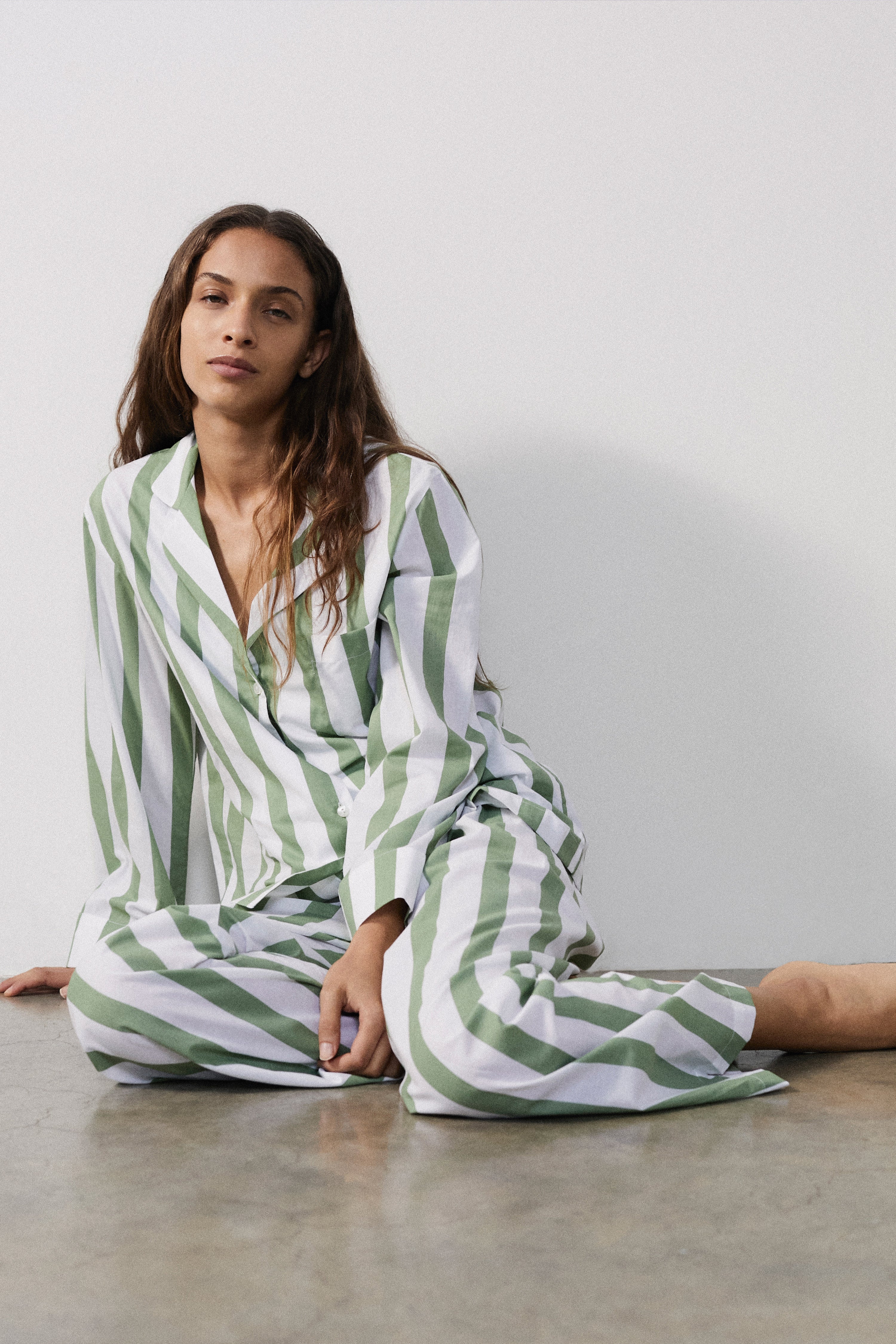 Sage Stripe Pyjama Set-CALLISTARI