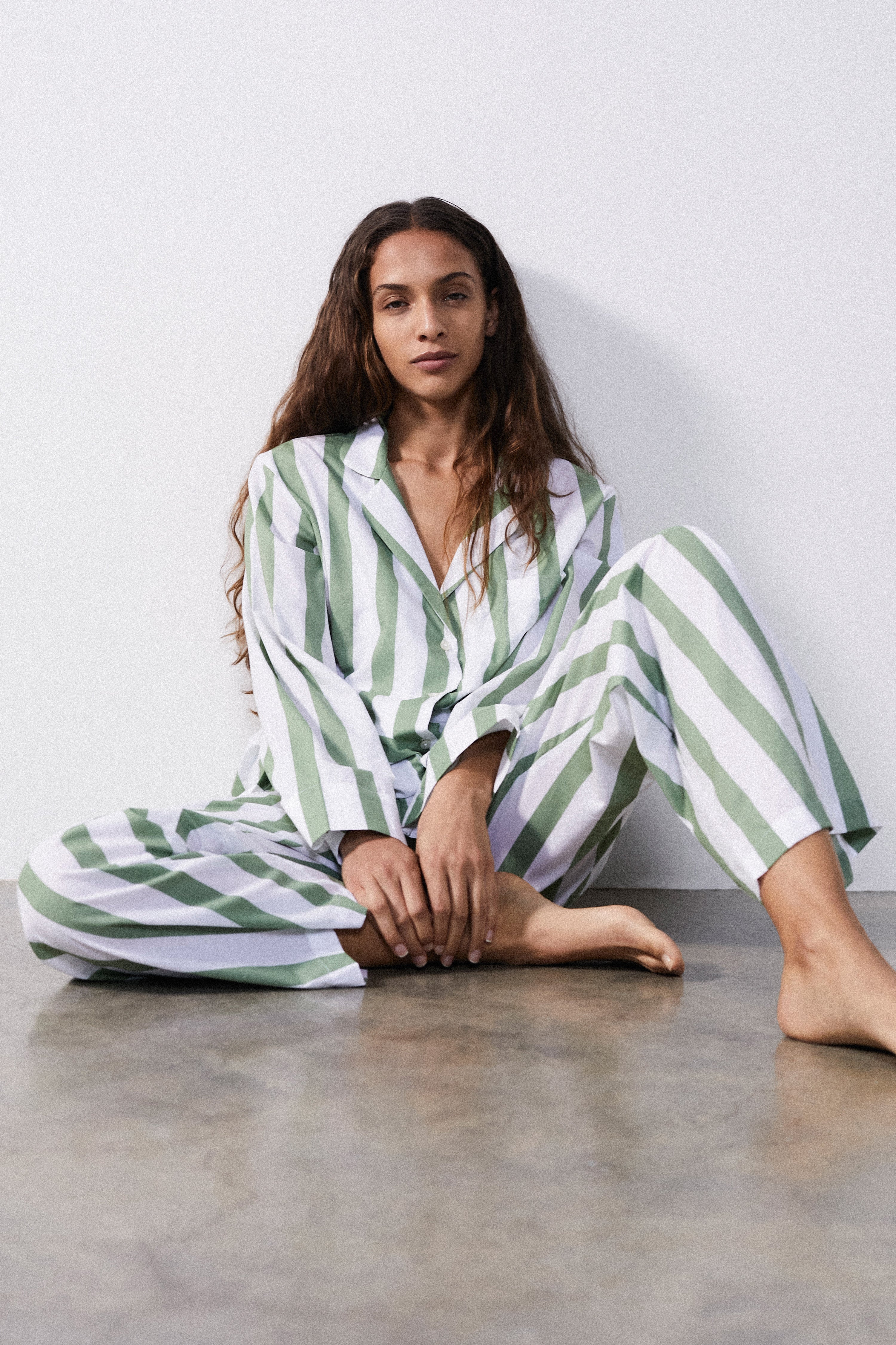 Sage Stripe Pyjama Set-CALLISTARI