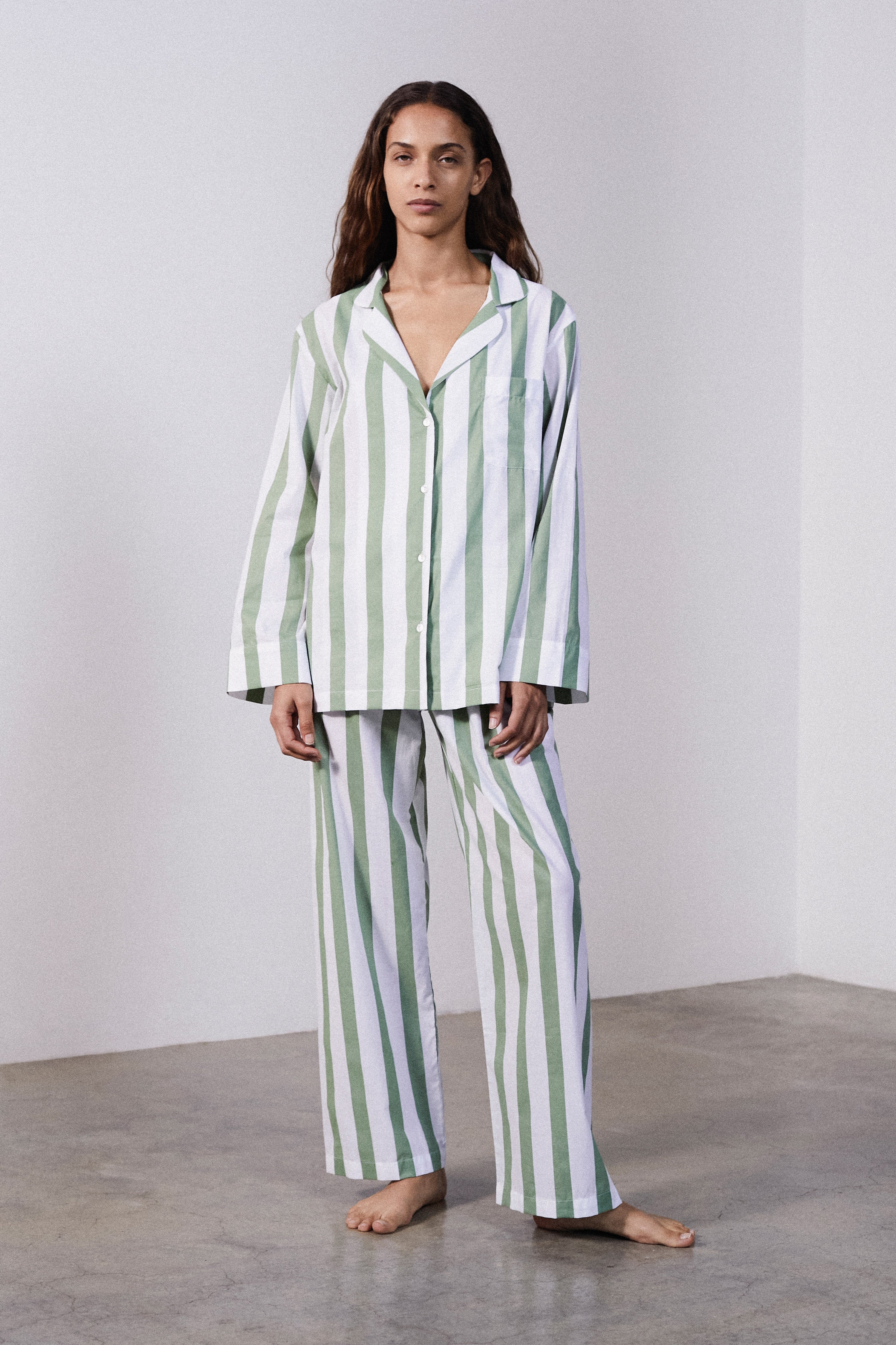 Sage Stripe Pyjama Set-CALLISTARI