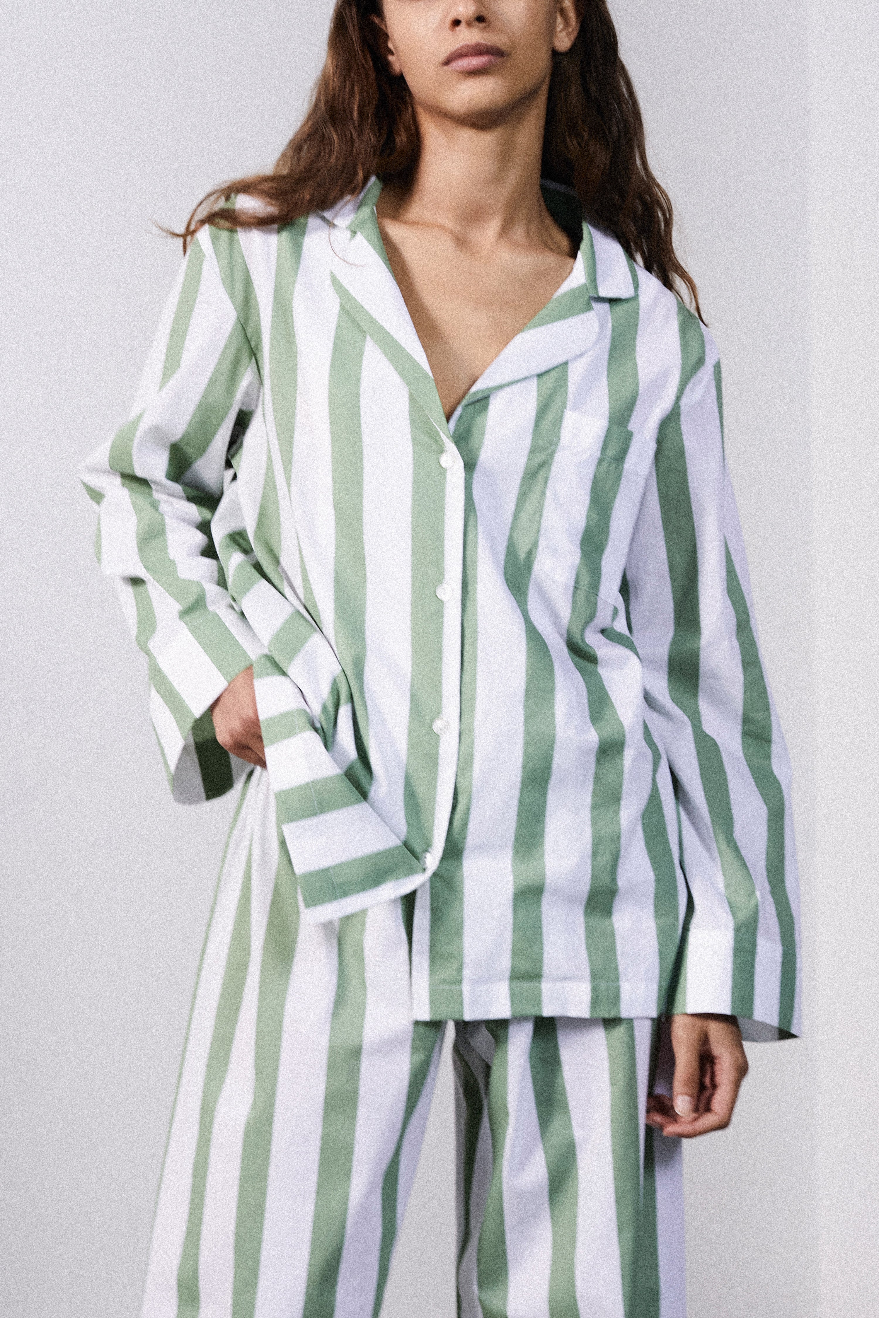 Sage Stripe Pyjama Set-CALLISTARI