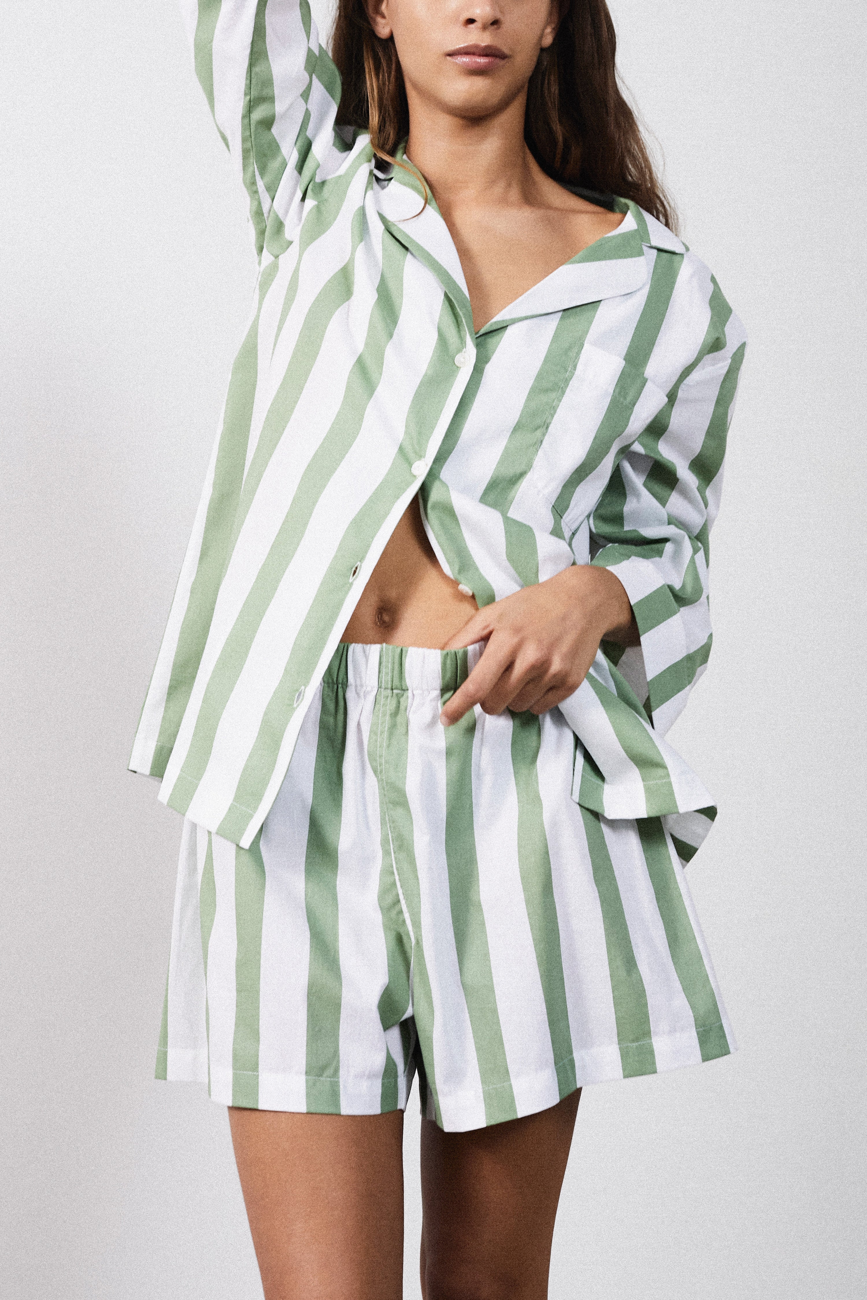Sage Stripe Shorts Set-CALLISTARI