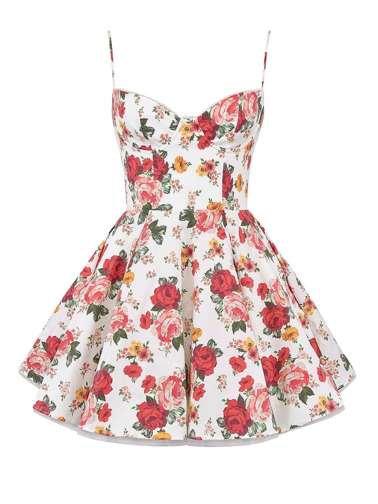 Italian Rose Print Tulle Mini Dress-CALLISTARI