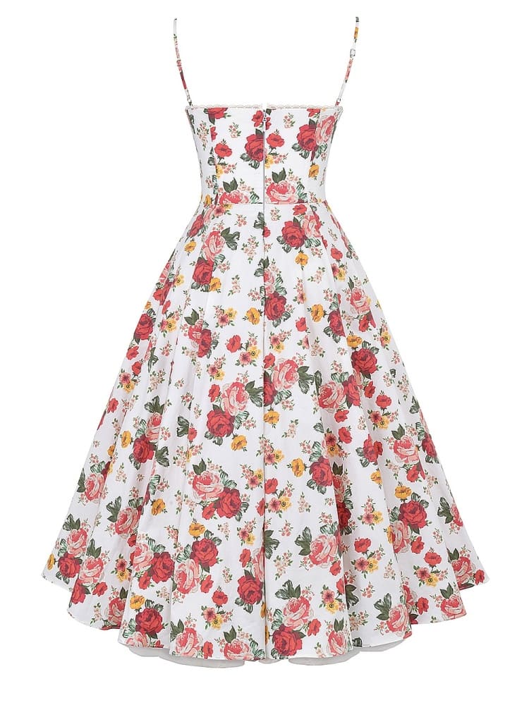 Italian Rose Print Tulle Midi Dress-CALLISTARI