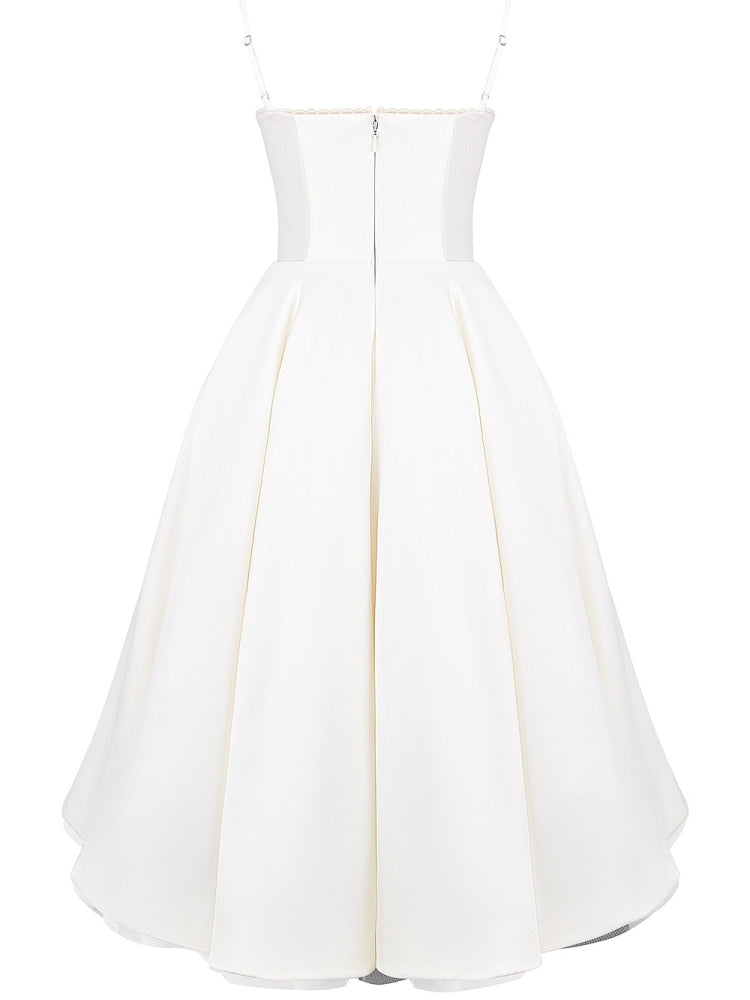 White Tulle Midi Dress-CALLISTARI