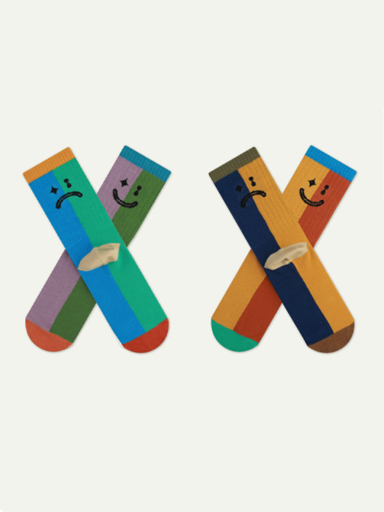 Color Block Asymmetrical Cotton Socks-CALLISTARI