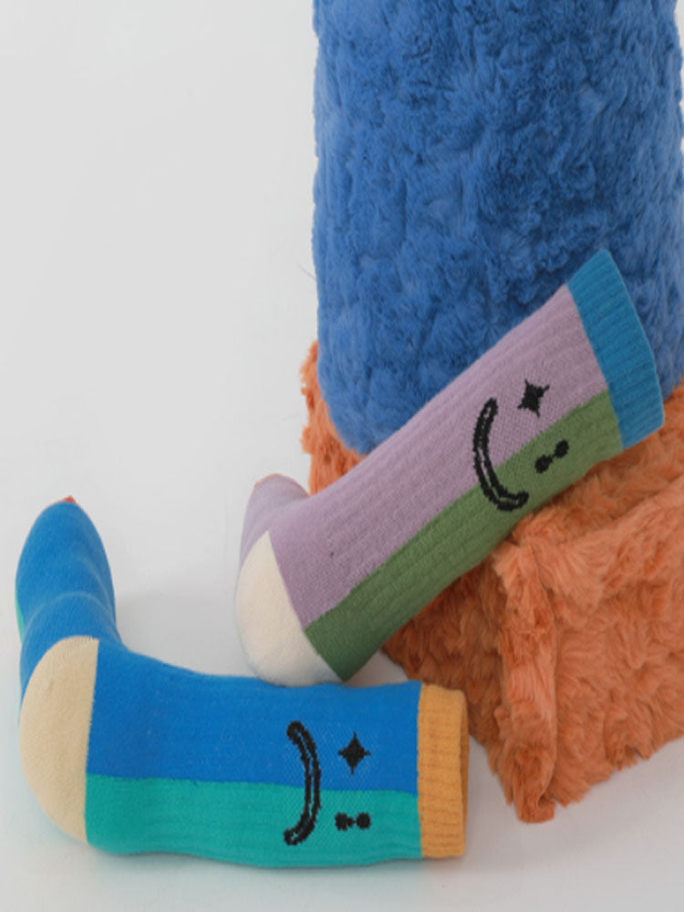 Color Block Asymmetrical Cotton Socks-CALLISTARI