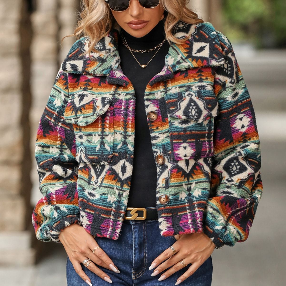 Alessia Aztec Print Jacket-CALLISTARI