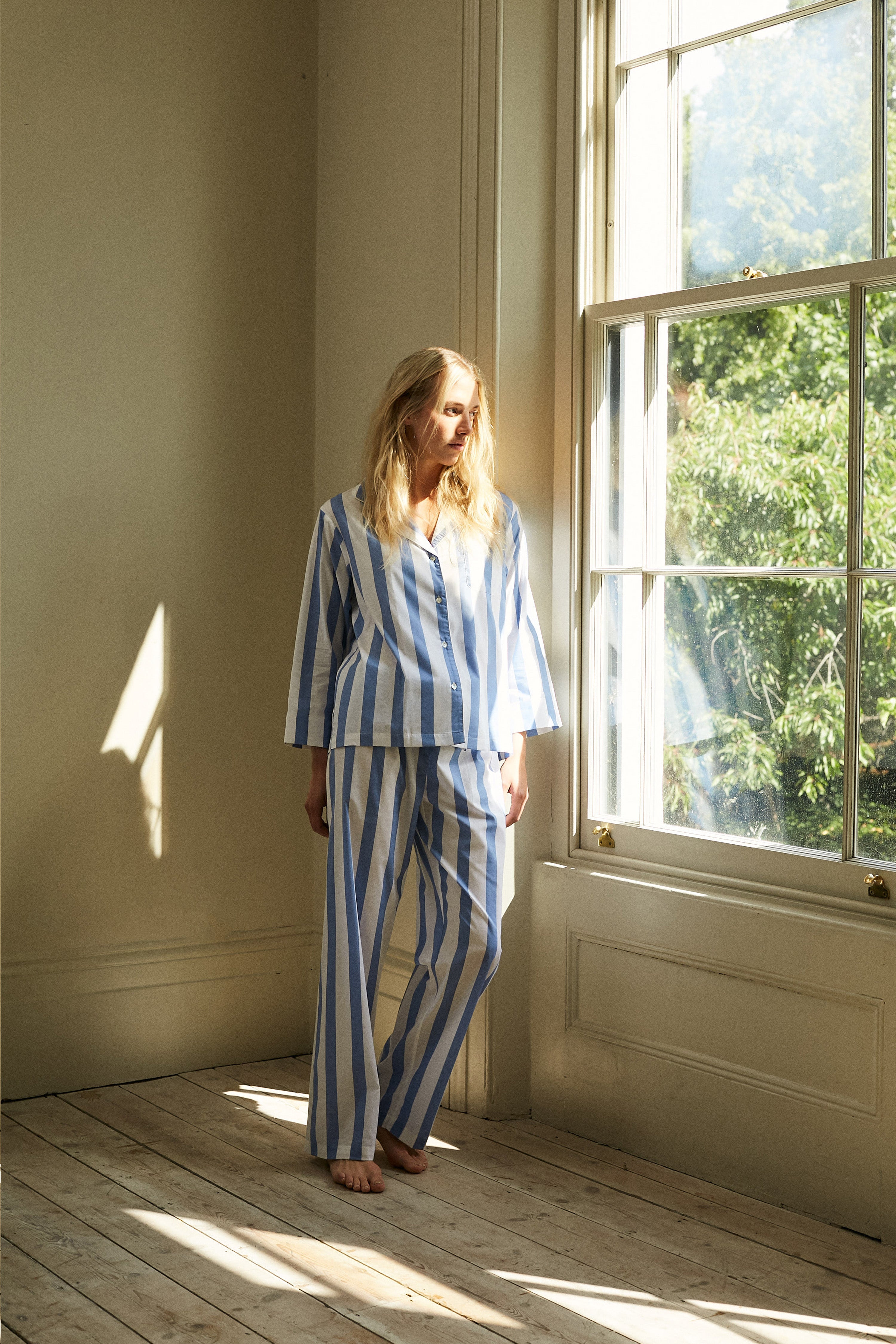 Callistari Sky Blue Stripe Pyjama Set-CALLISTARI