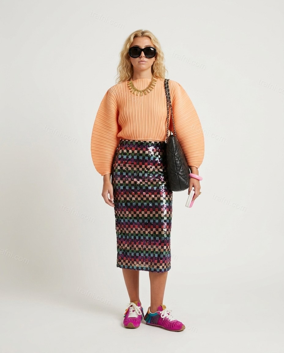Orange Abstract Print Skirt Set by trafni.com
