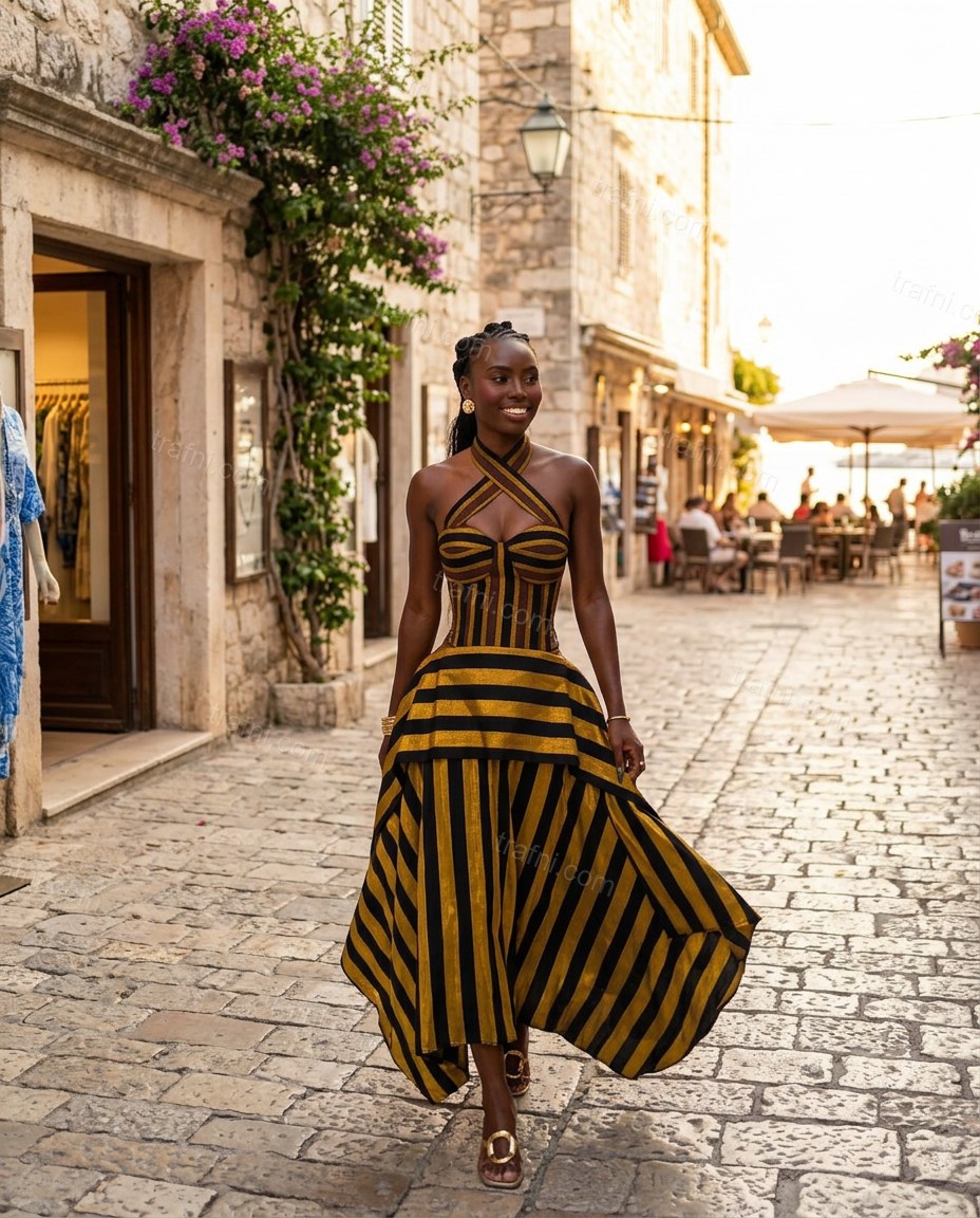Gold Elevated Jacquard Maxi Dress by trafni.com