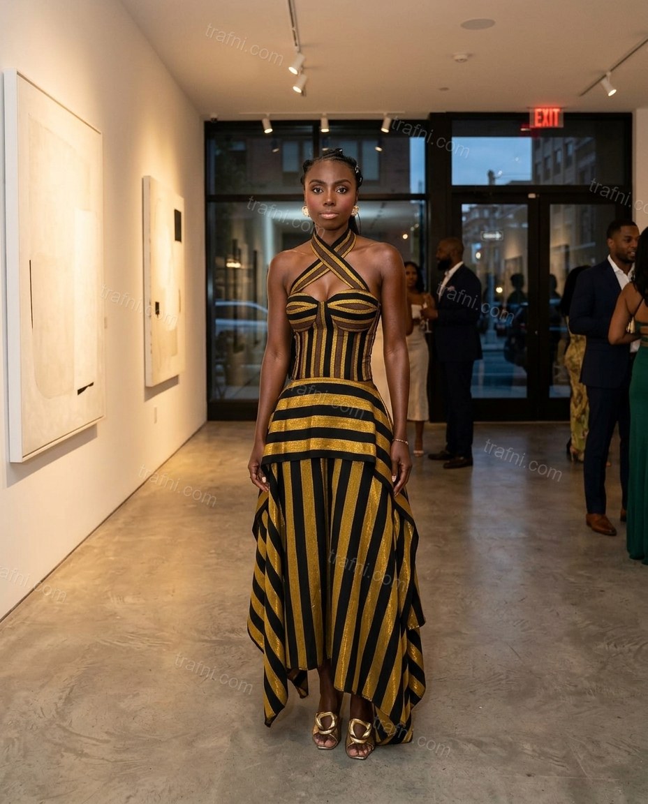 Gold Elevated Jacquard Maxi Dress by trafni.com