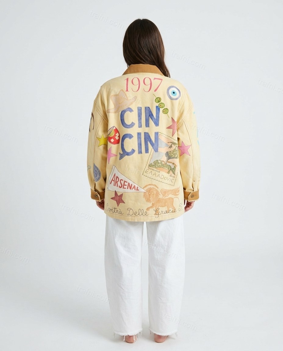 Sand Polished Embroidered Wide-Leg Jacket by trafni.com