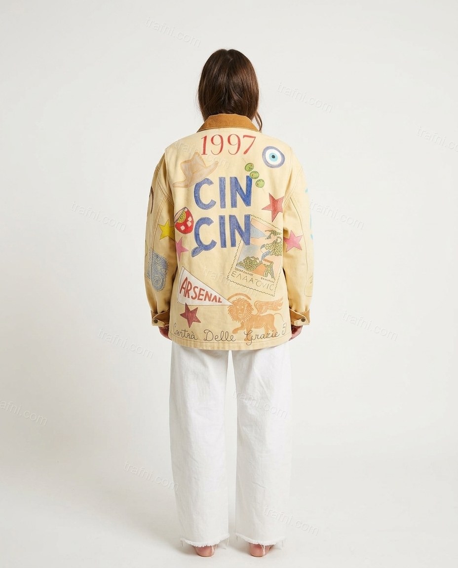 Sand Polished Embroidered Wide-Leg Jacket by trafni.com