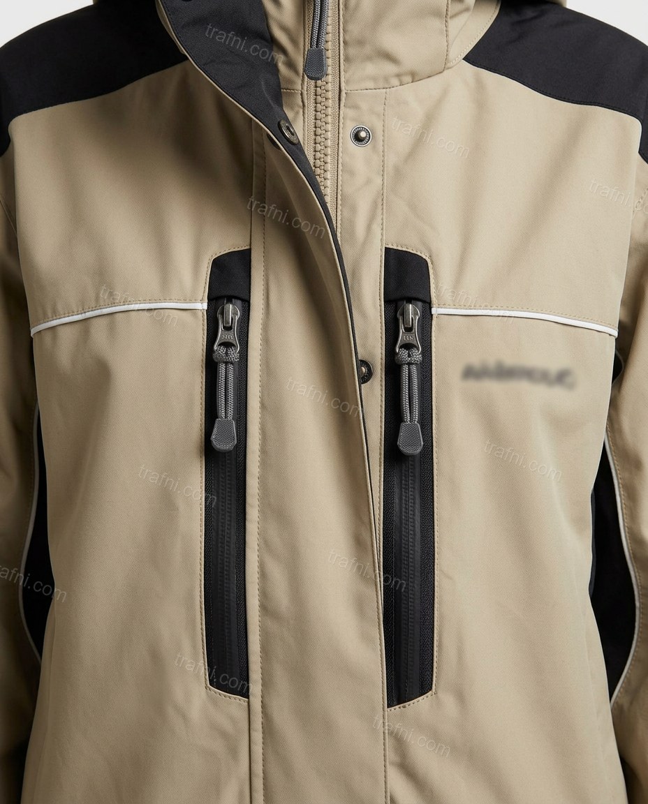 Tan Color-Block Jacket, close-up of color-block, by trafni.com