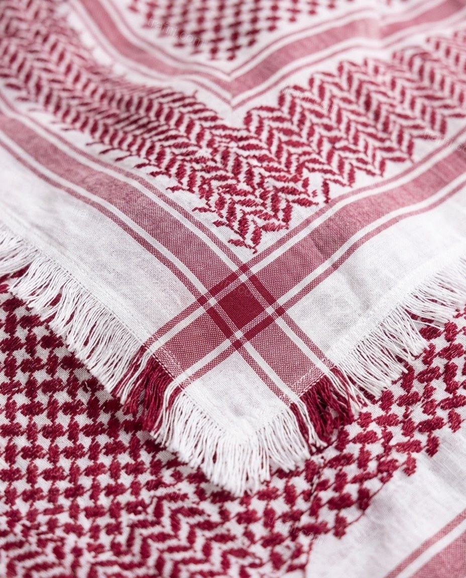 Red Midi Fringe Skirt Set, close-up of white accents, handkerchief hem and fringe trim, by trafni.com