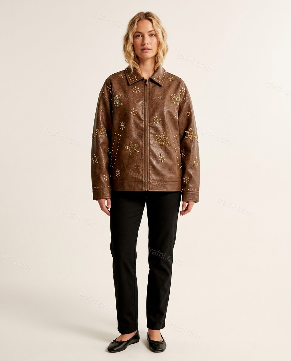 Brown Jacket, front studio view, by trafni.com