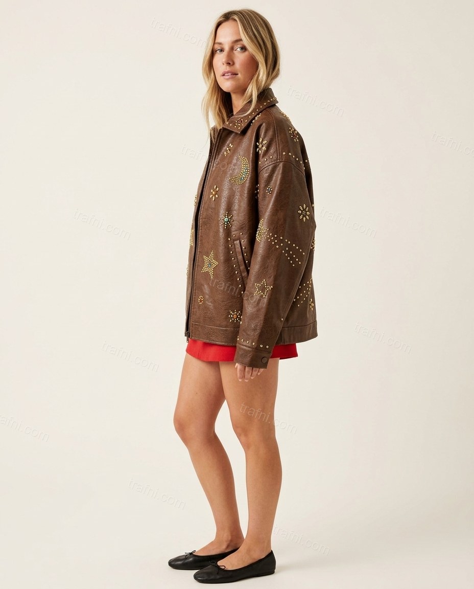 Brown Jacket, side and back studio view, by trafni.com