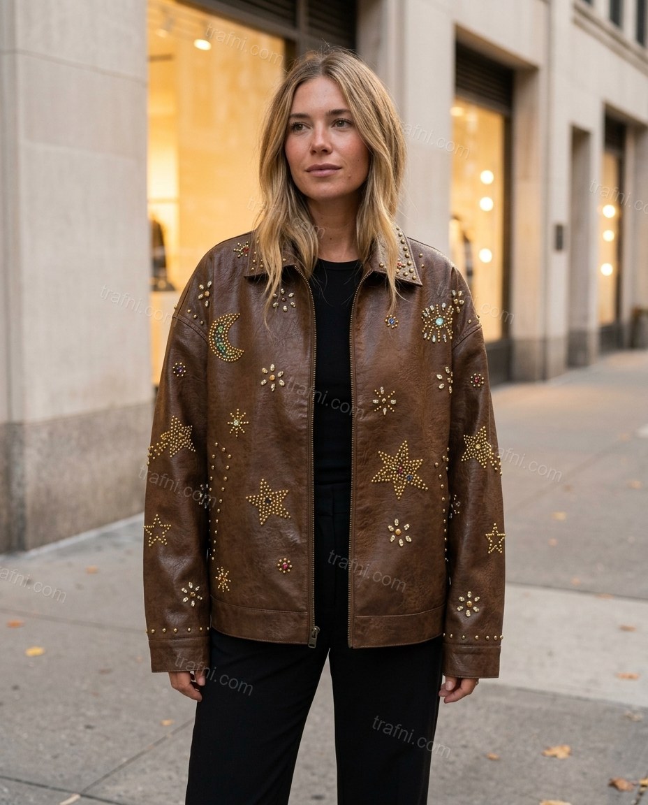 Brown Jacket, alternate use-case lifestyle view, by trafni.com