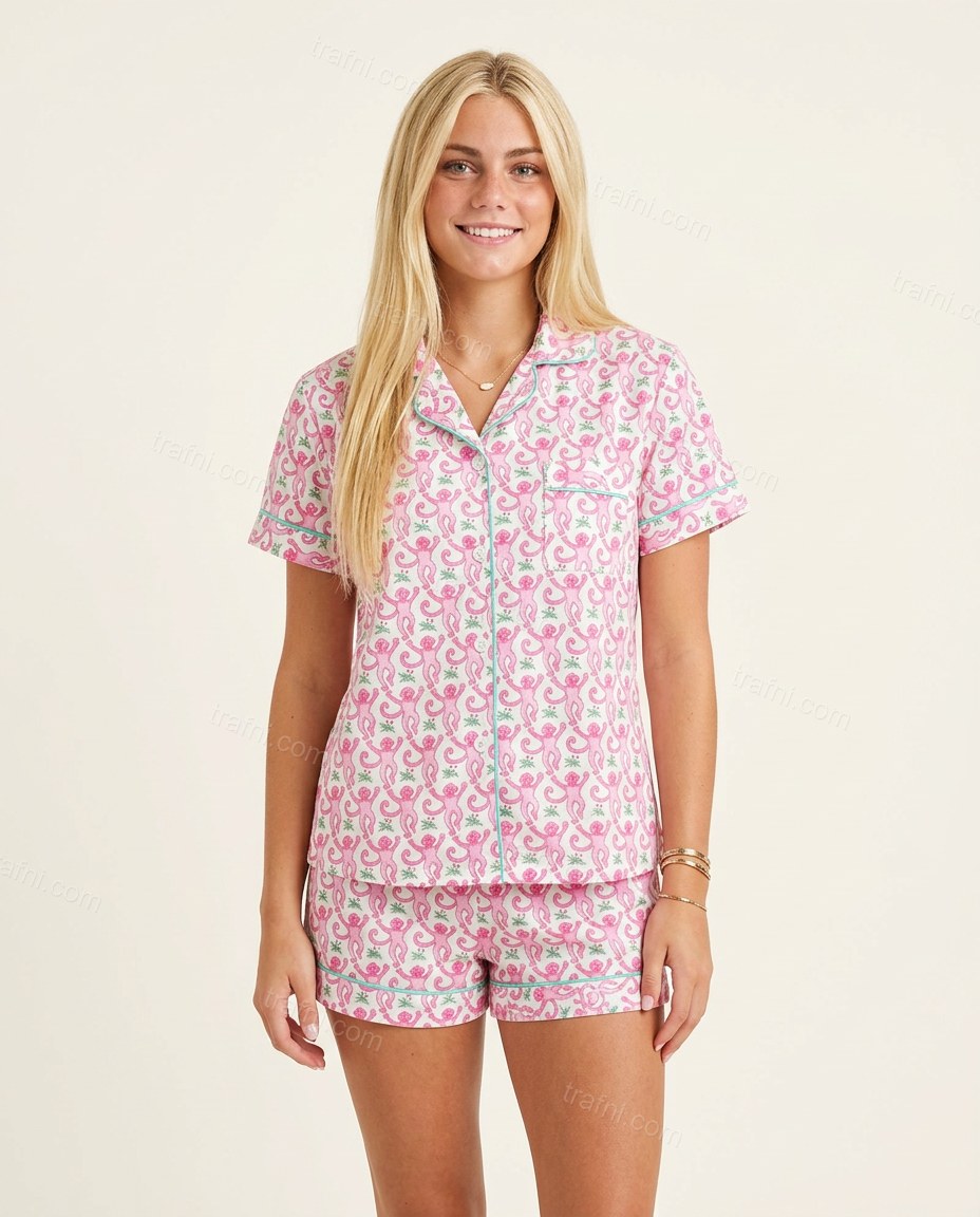 White Floral Shorts Set, front studio view, by trafni.com