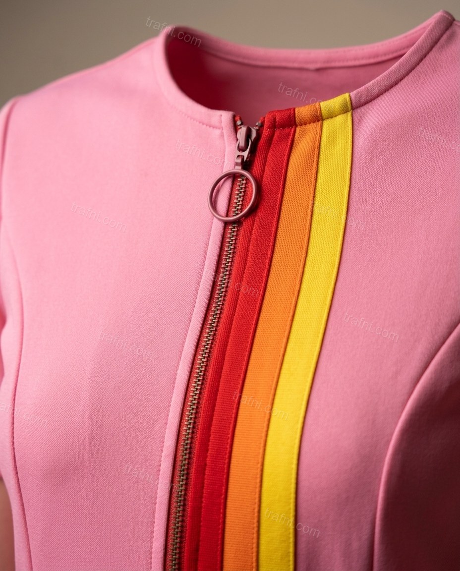 Pink Color-Block Mini Dress, close-up of color-block, by trafni.com