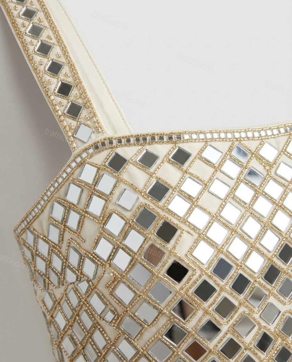Off-white Geometric Mini Mirror-Disc Dress, close-up of geometric, by trafni.com