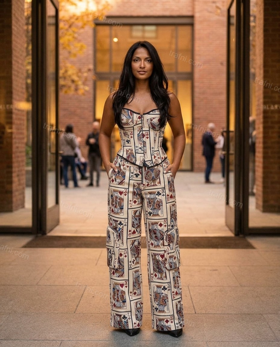 Off-white Top & Pants Set, three-quarter brand lifestyle view, by trafni.com