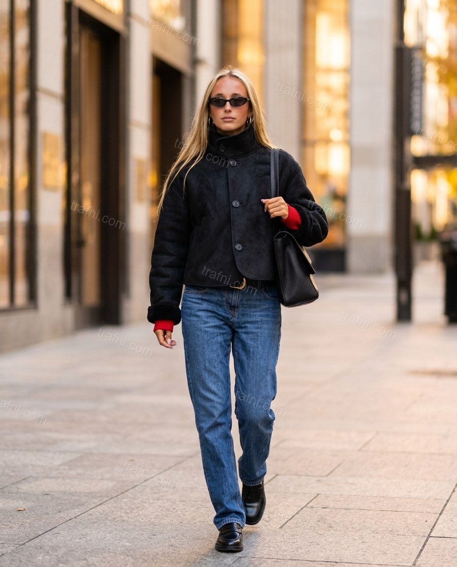 Black Jacket, movement and fit lifestyle view, by trafni.com