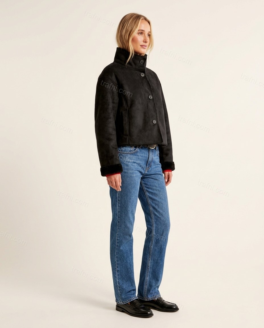 Black Jacket, side and back studio view showing not visible, by trafni.com