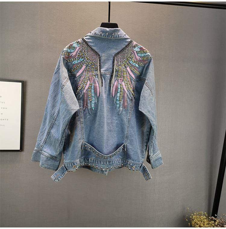 Wings Embroidered Denim Jacket-CALLISTARI