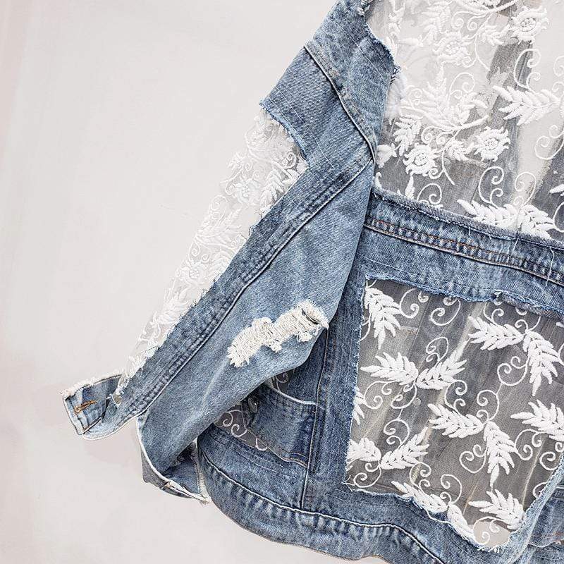 Dike Lace Denim Jacket-CALLISTARI