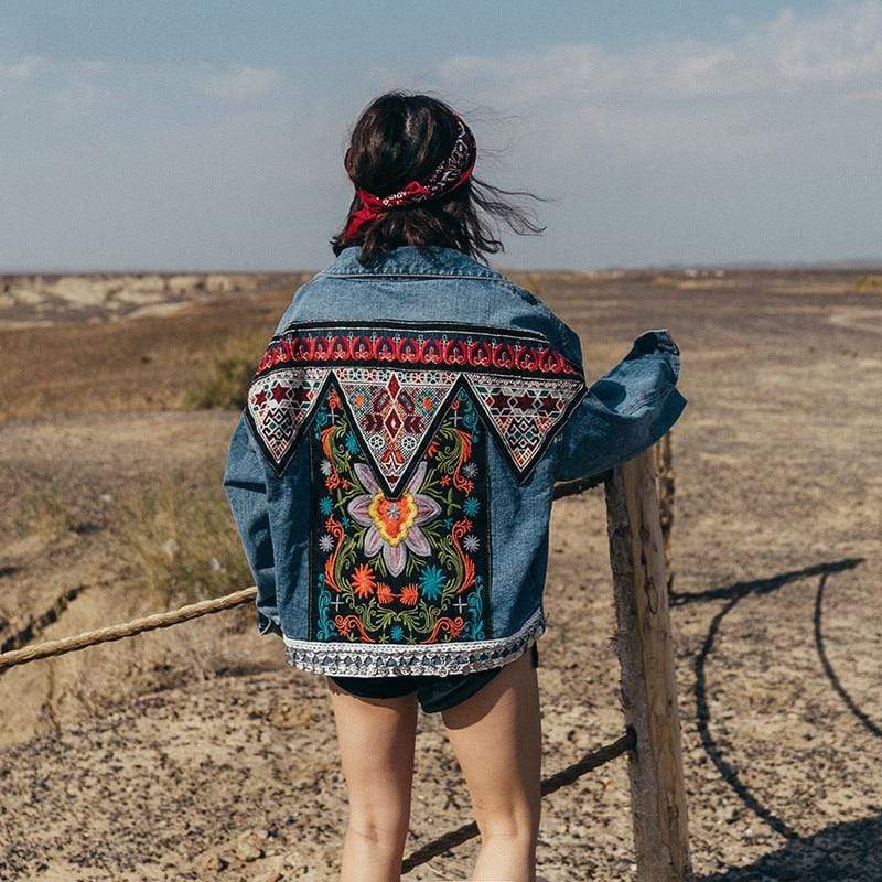 WickedAF Valencia Floral Embroidered Denim Jacket