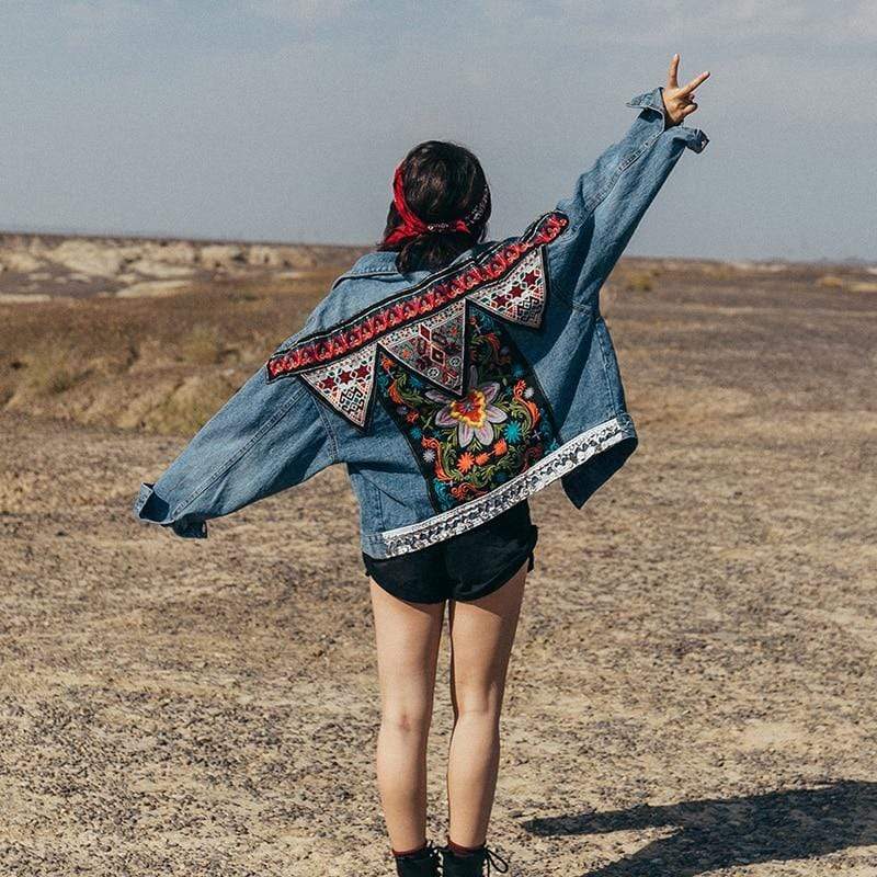 WickedAF Valencia Floral Embroidered Denim Jacket