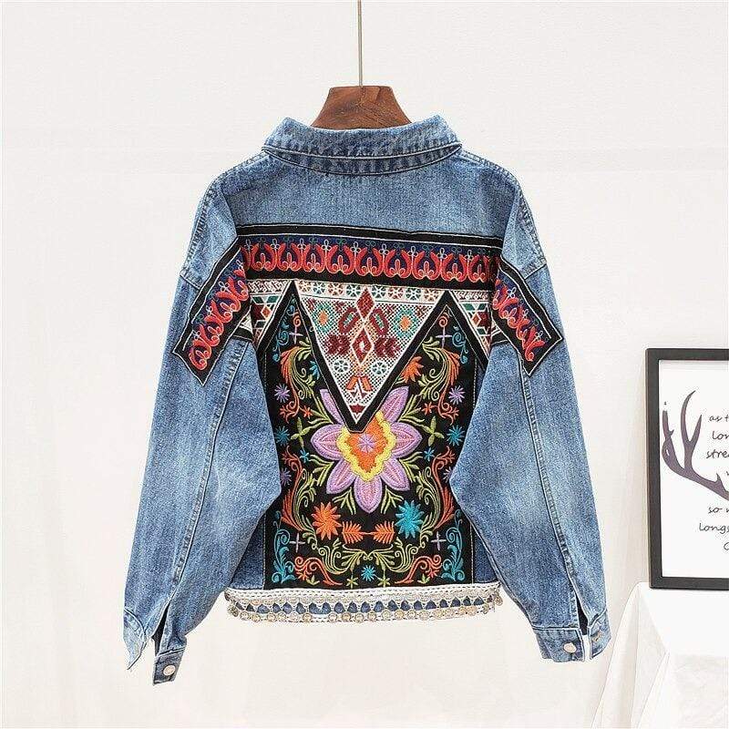 WickedAF Valencia Floral Embroidered Denim Jacket