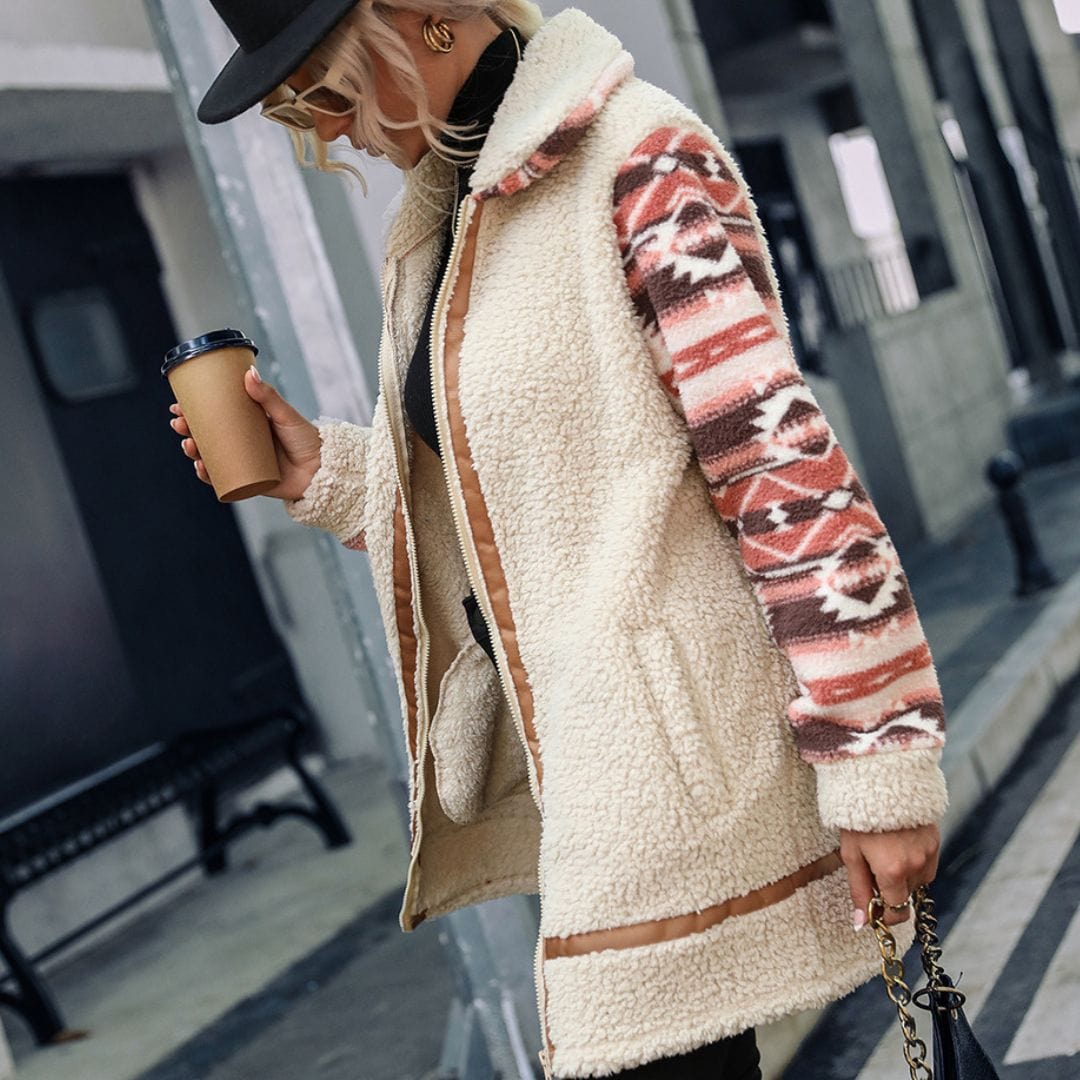 wickedafstore Aztec Print Teddy Coat