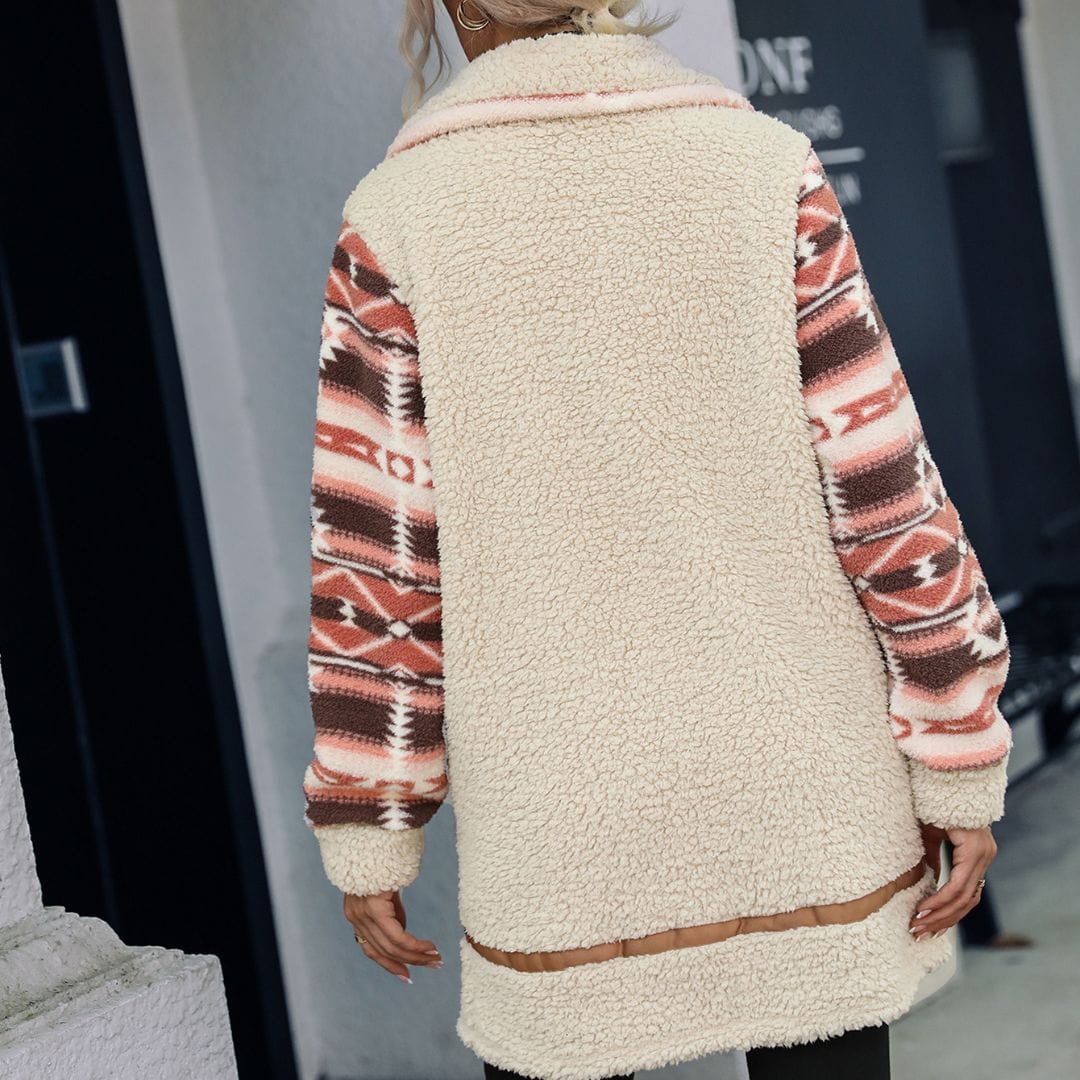 wickedafstore Aztec Print Teddy Coat