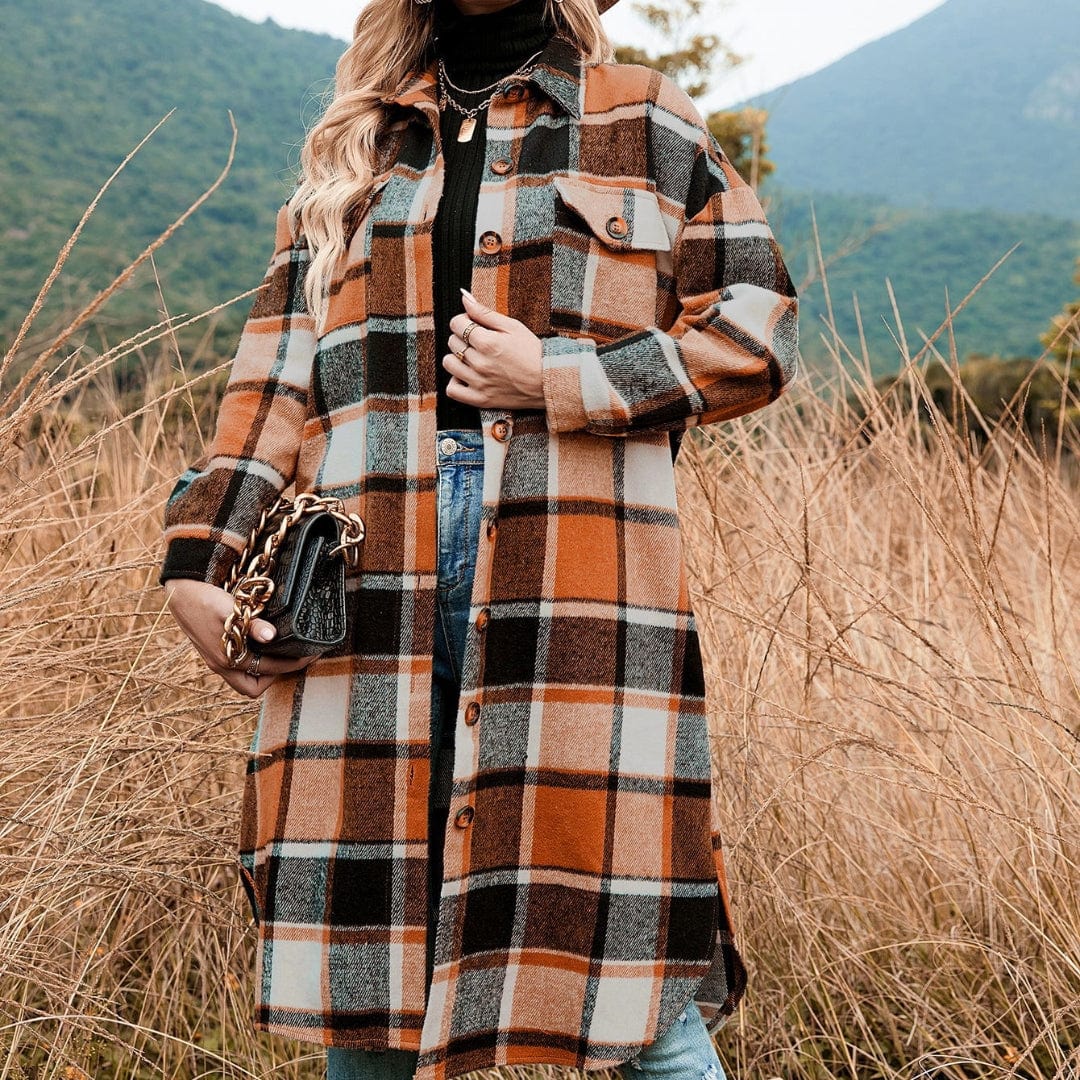 Celeste Longline Plaid Shacket-CALLISTARI