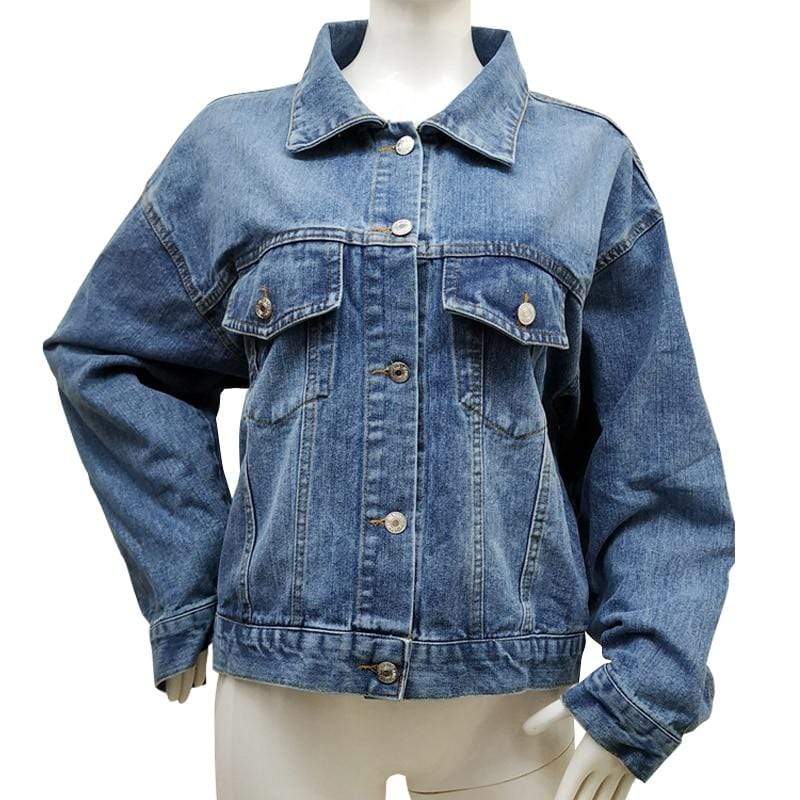 wickedafstore Denim Floral Design Coat