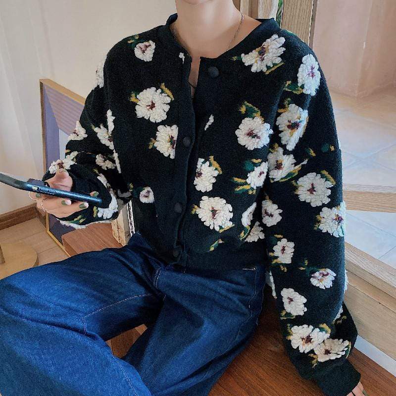 wickedafstore Floral Fleece Jacket