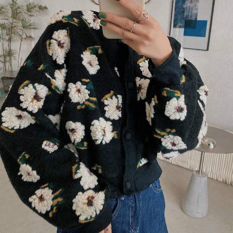 wickedafstore Floral Fleece Jacket
