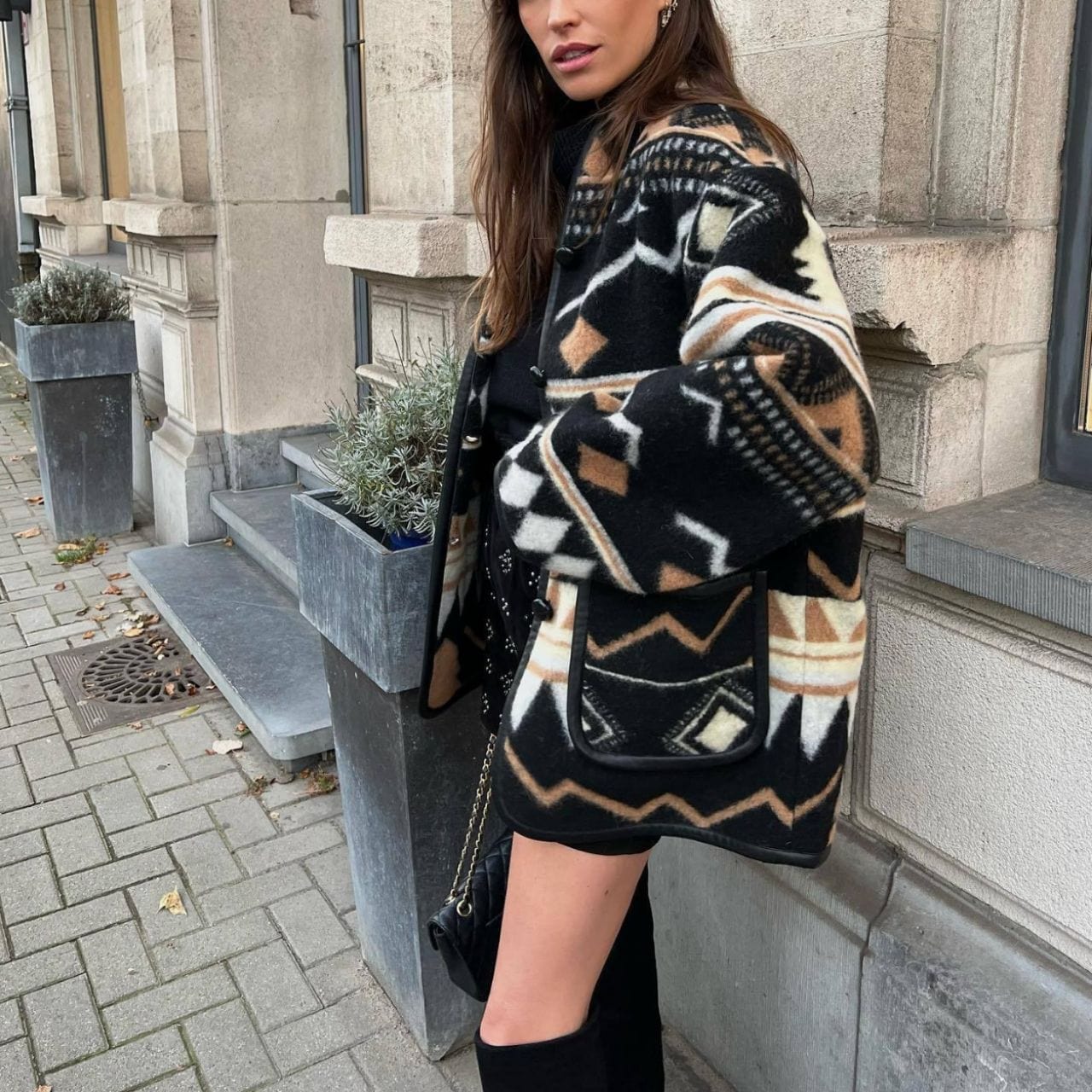 Tasmyn Geometric Print Coat-CALLISTARI