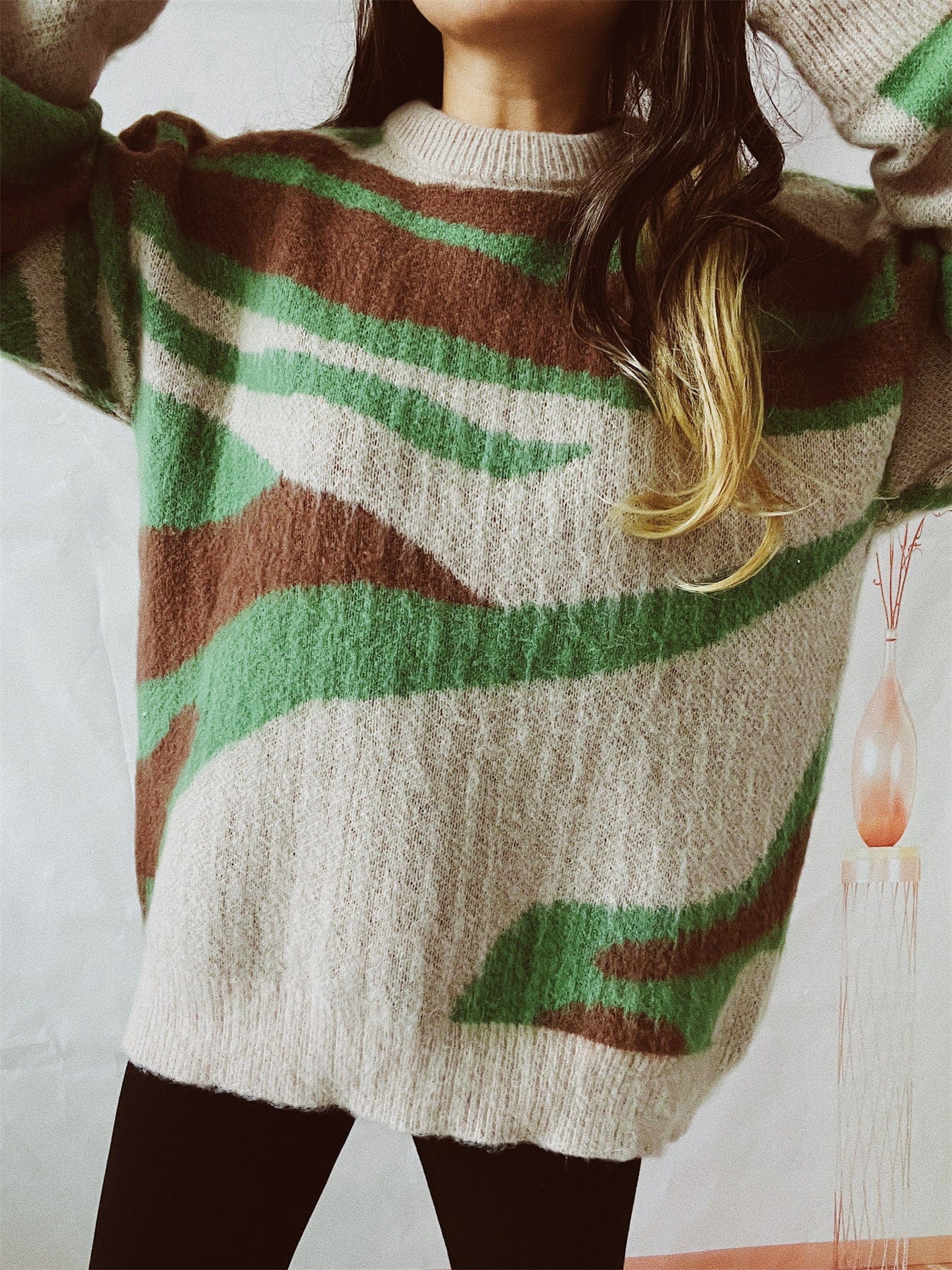 Lava Burst Brushed Pullover Sweater-Mesadic