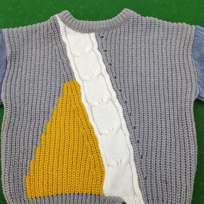 Lelya Denim Patchwork Sweater-CALLISTARI