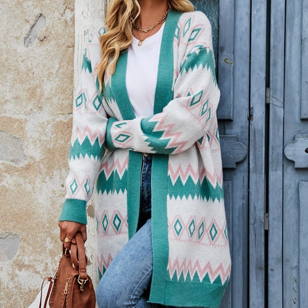 Claire Geometric Print Cardigan-Mesadic