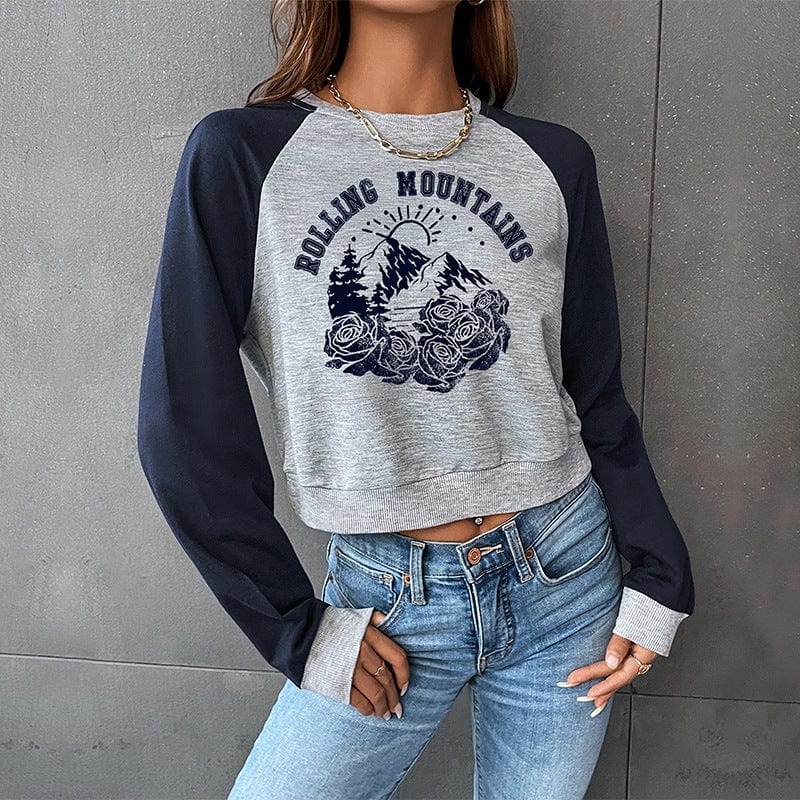 Rolling Mountains Graphic Print Sweatshirt-Mesadic